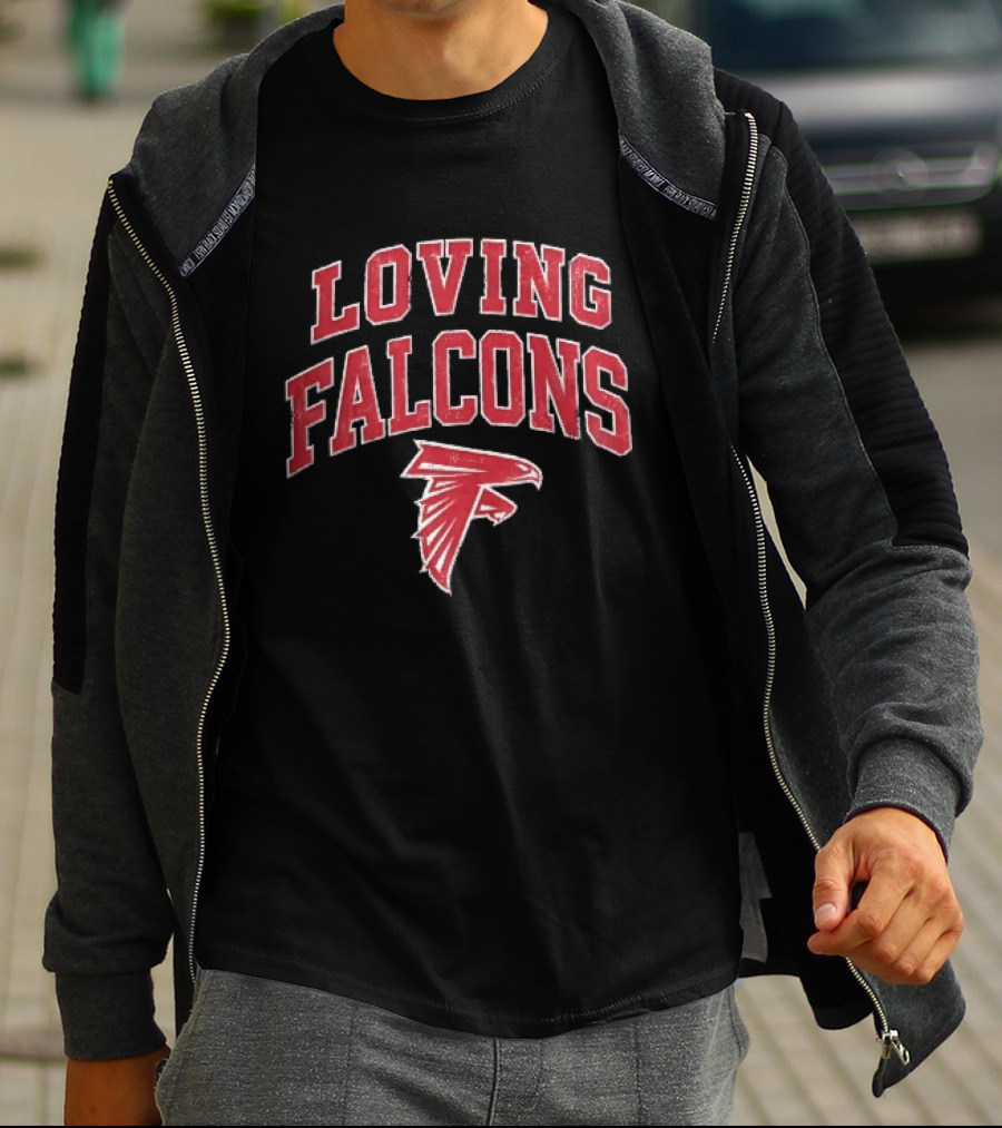 Loving Falcons Distressed Arched Varsity Bird T-Shirt