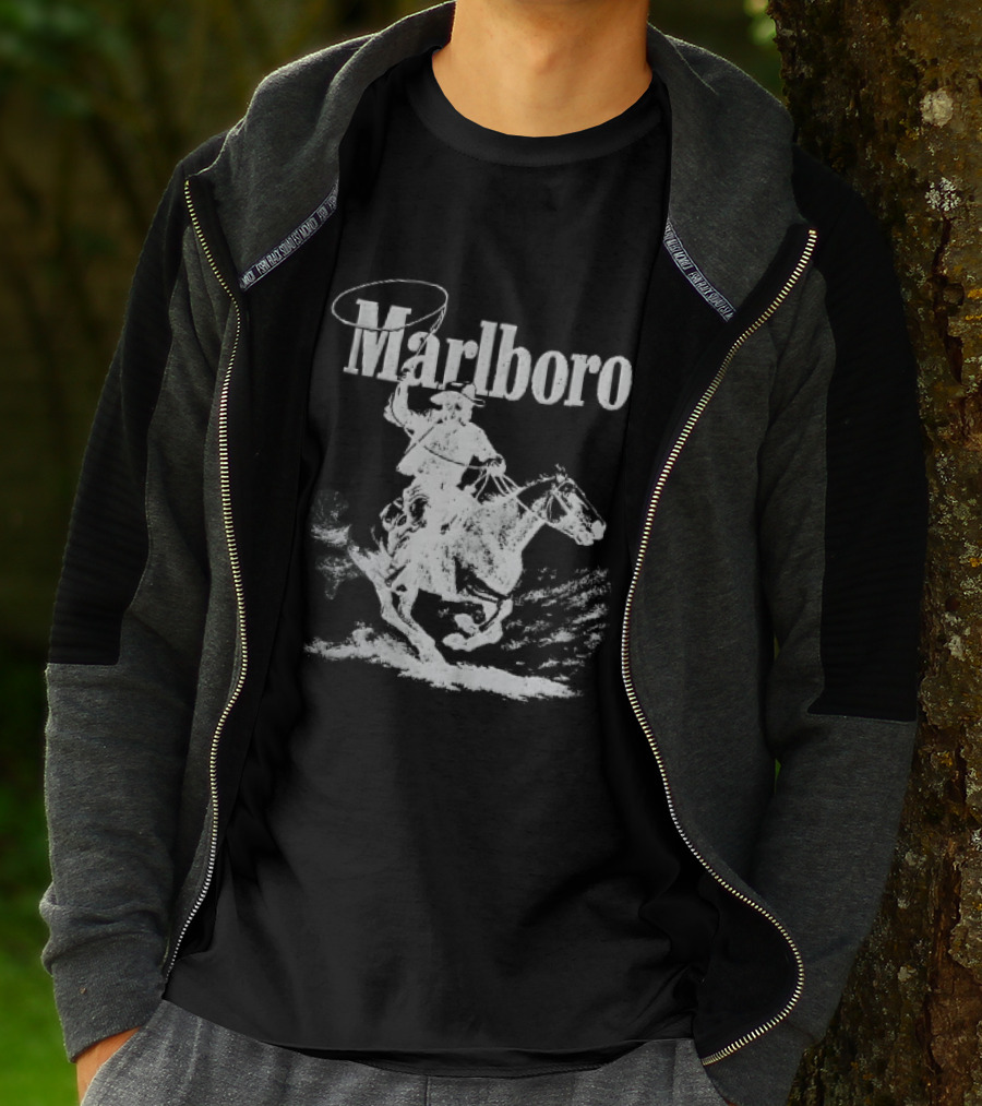 Marlboro Cowboy Riding Horse Spinning Lasso T-Shirt