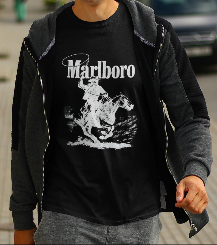 Marlboro Cowboy Riding Horse Spinning Lasso T-Shirt