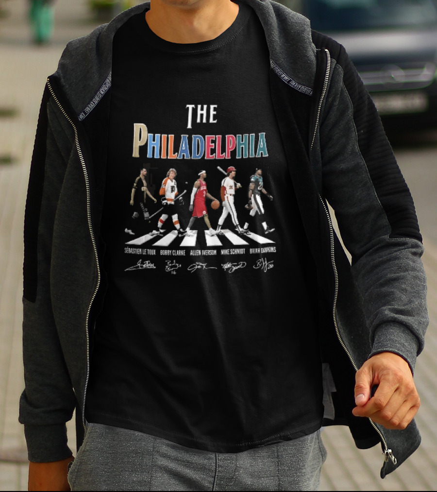 The Philadelphia Athletes Le Toux Clarke Allen Schmidt McNabb Crosswalk Signatures T-Shirt