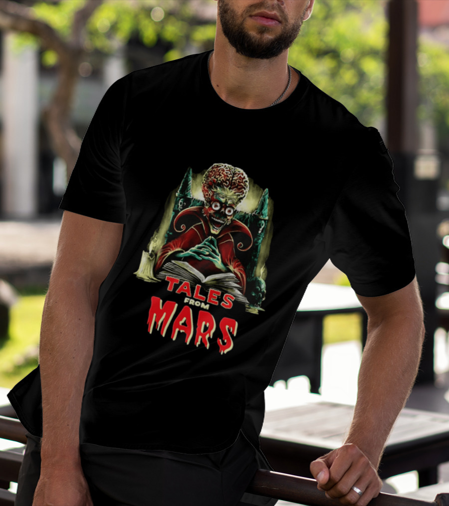 Mars Attacks Tales From Mars Alien Reading Book T-Shirt