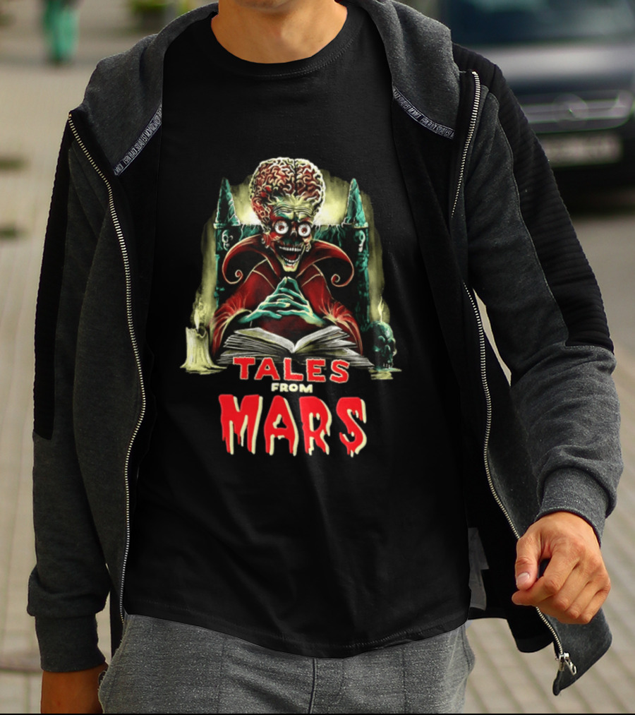 Mars Attacks Tales From Mars Alien Reading Book T-Shirt