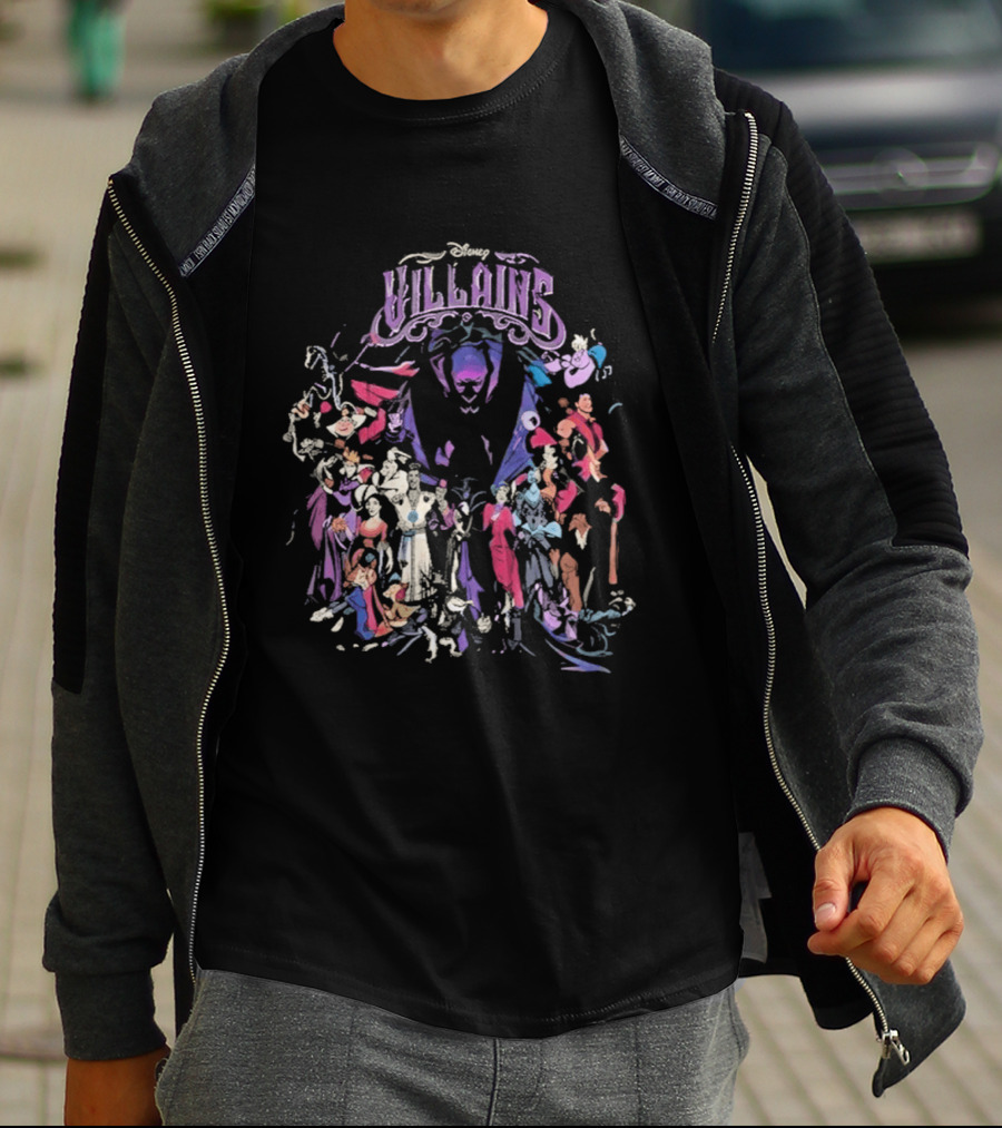 Disney Villains Assemble Purple Iconic Characters T-Shirt