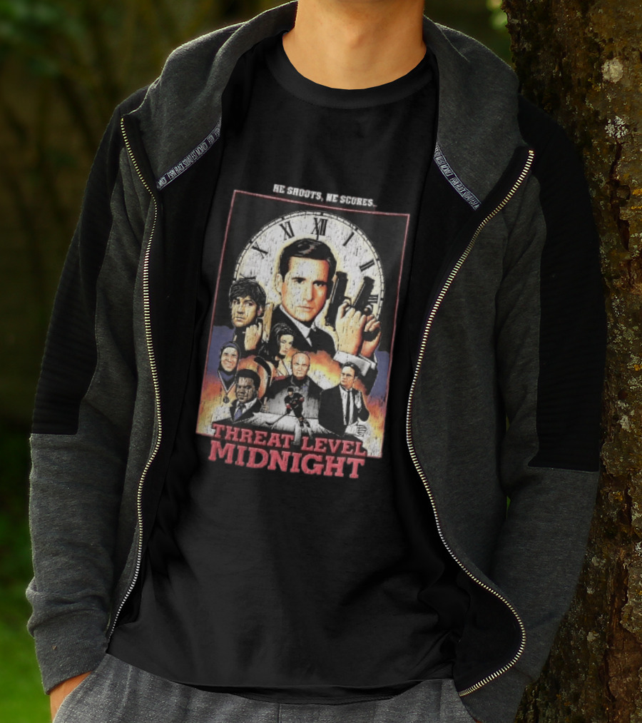 He Shoots He Scores Threat Level Midnight Movie Characters Collage Distressed T-Shirt