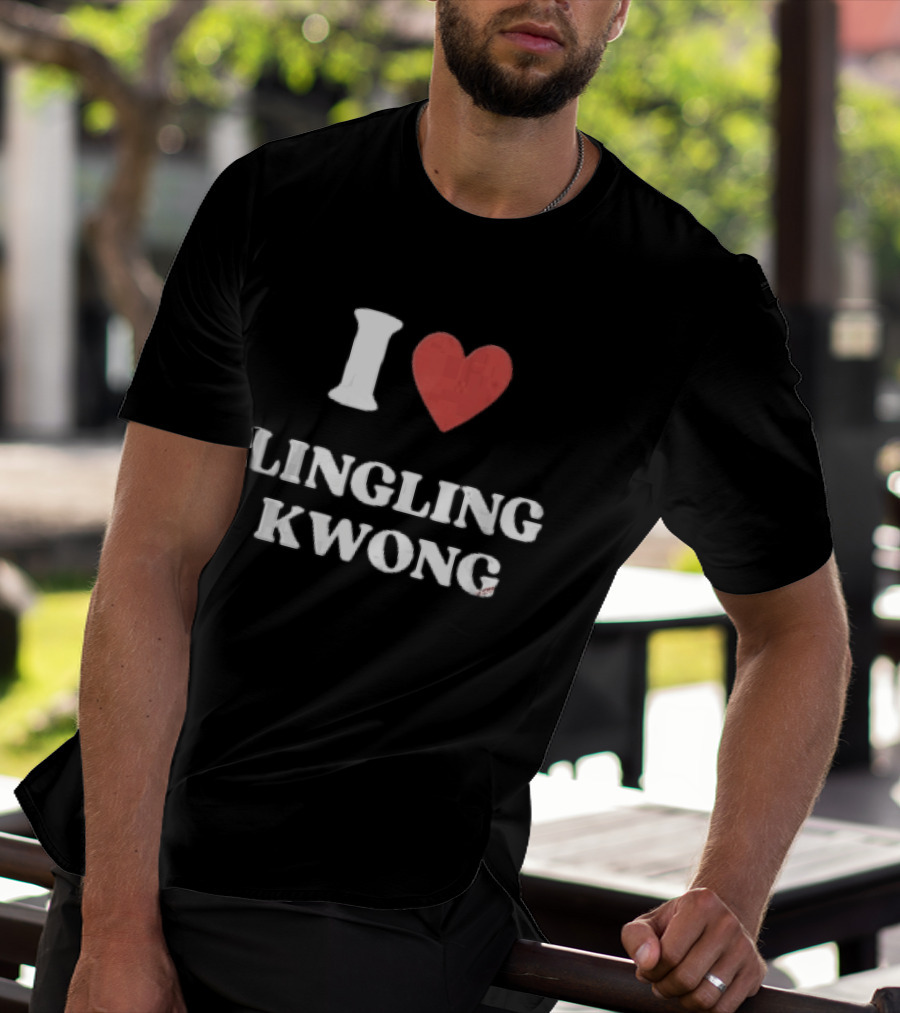 I Love Lingling Kwong Red Heart White Black T-Shirt