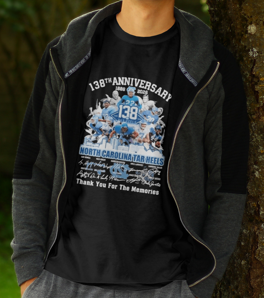 138th Anniversary 1888 2026 North Carolina Tar Heels Thank You For The Memories T-Shirt