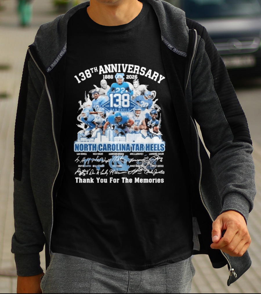 138th Anniversary 1888 2026 North Carolina Tar Heels Thank You For The Memories T-Shirt