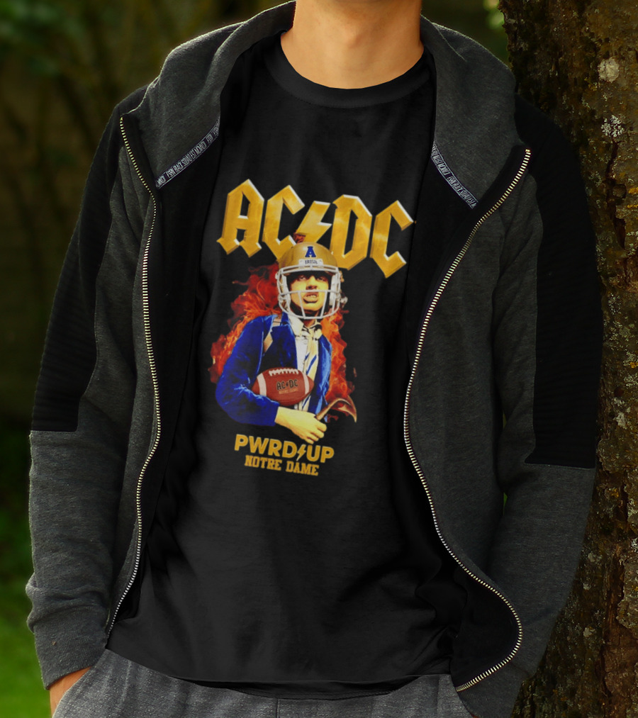 ACDC PWR UP Notre Dame Irish Football T-Shirt