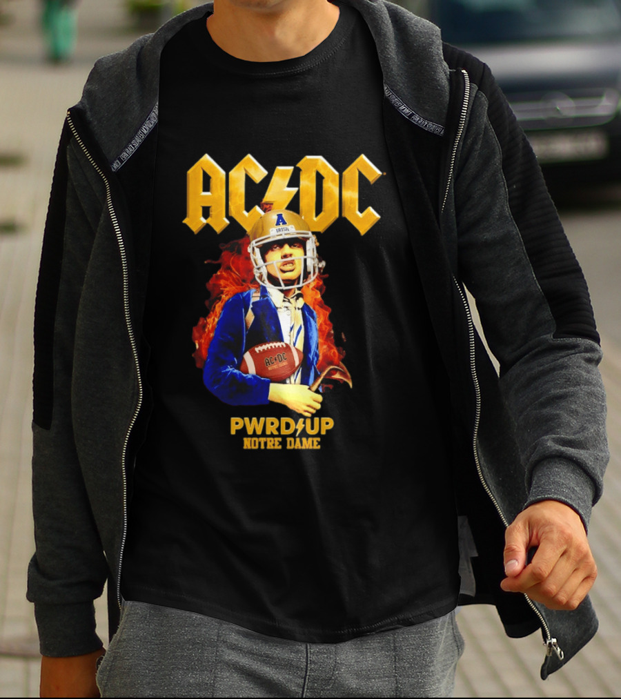 ACDC PWR UP Notre Dame Irish Football T-Shirt