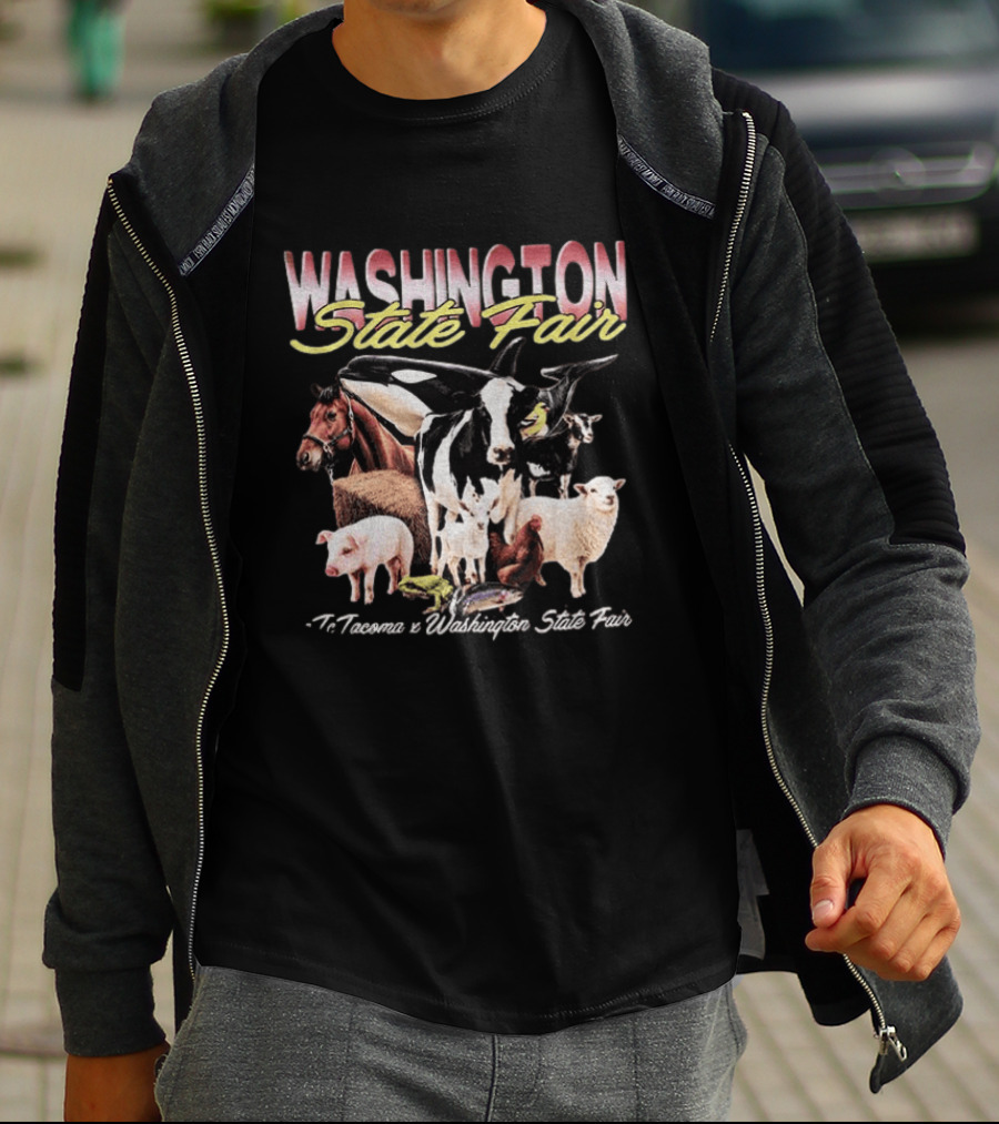 Washington State Fair Puyallup Tacoma Orca Cow Horse Sheep Pig Chicken Goat Frog Fish T-Shirt
