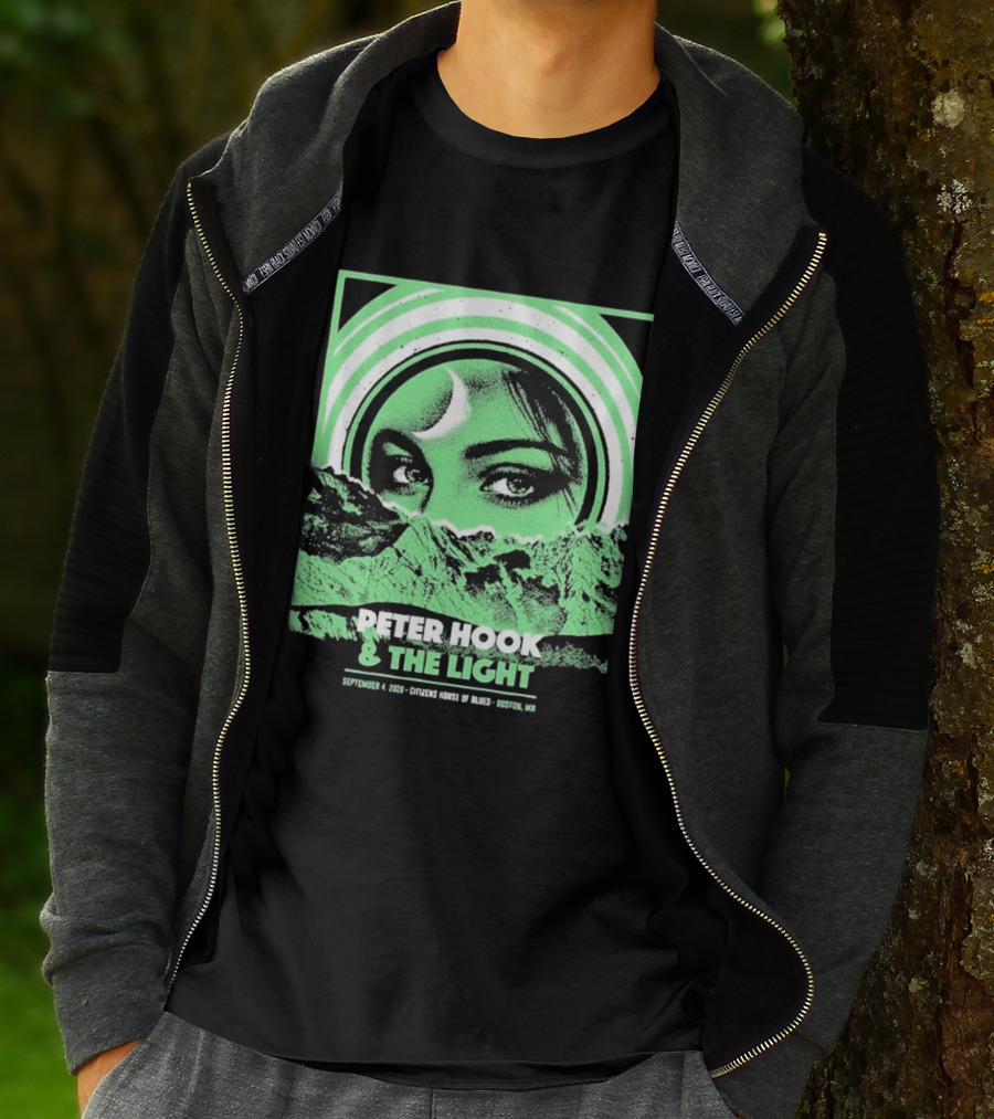 Peter Hook And The Light Boston MA Citizens House Of Blues September 4 2026 Event Crescent Moon Woman's Eyes Green Mountains T-Shirt