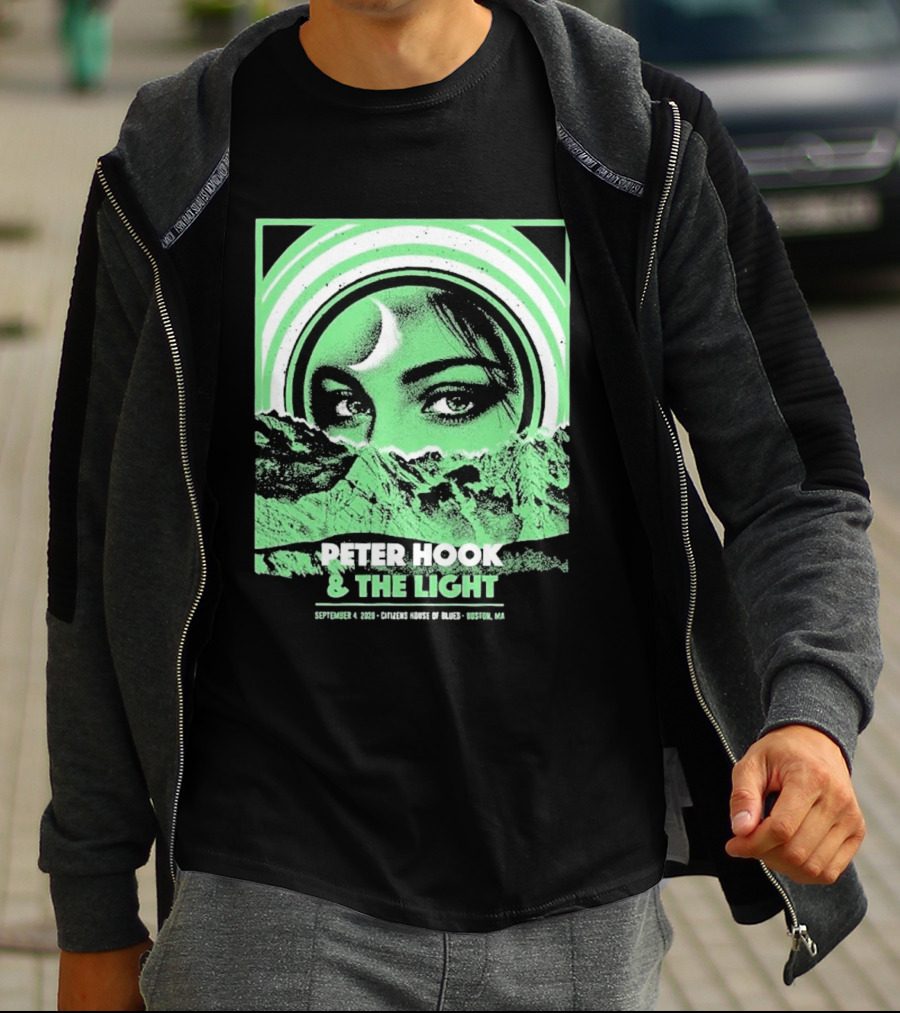 Peter Hook And The Light Boston MA Citizens House Of Blues September 4 2026 Event Crescent Moon Woman's Eyes Green Mountains T-Shirt