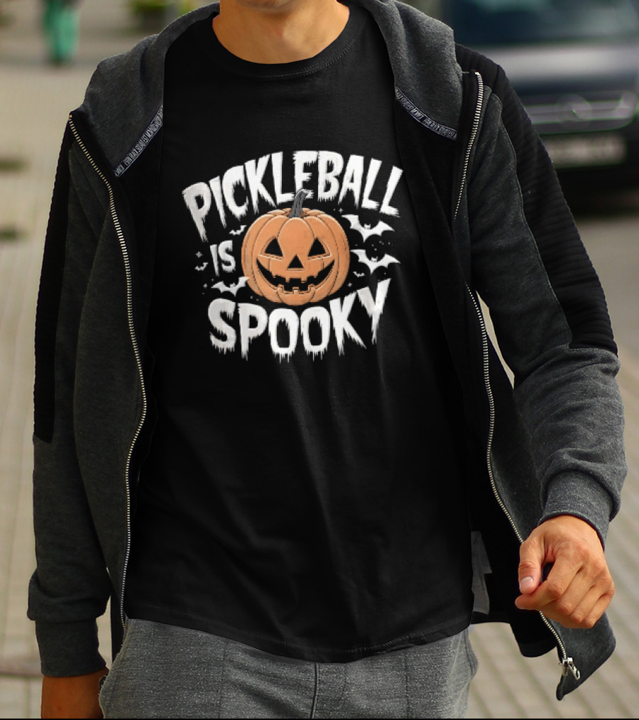 Pickleball Is Spooky Halloween Pumpkin Bat Fun T-Shirt