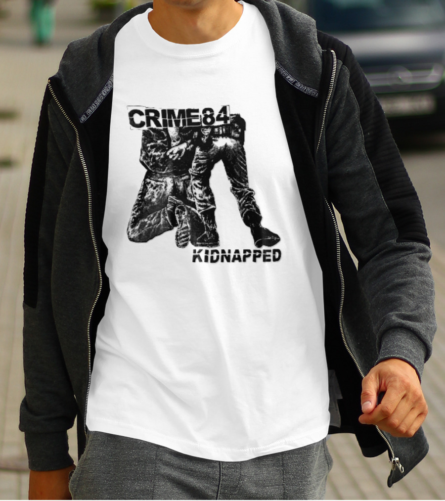 Crime 84 Kidnapped Kneeling Handcuffed Person Police Officer Sketch T-Shirt