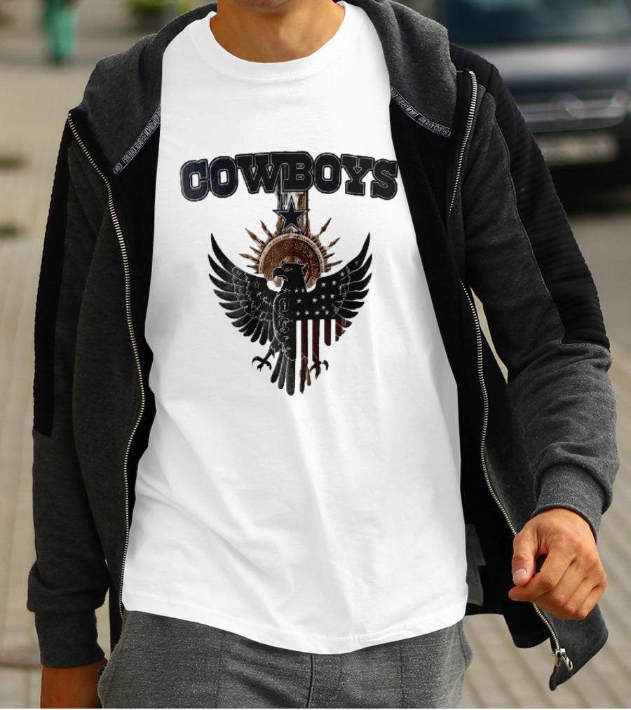 Dallas Cowboys American Mexican Flag Eagle Star Aztec Calendar T-Shirt