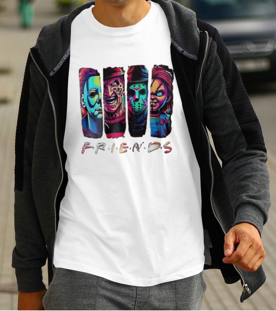 Friends Horror Michael Freddy Jason Chucky Multicolored T-Shirt