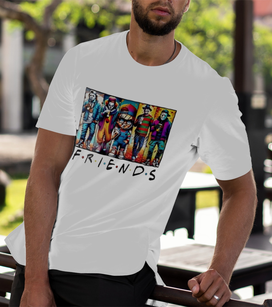 Friends TV Show Horror Movie Characters Coffee Cartoon T-Shirt
