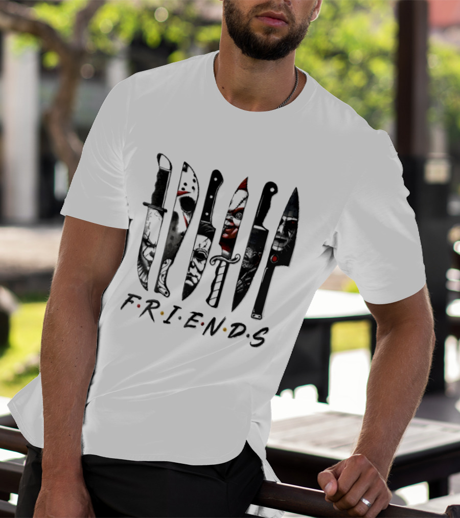 Friends Horror Movie Villains Knife Blades T-Shirt