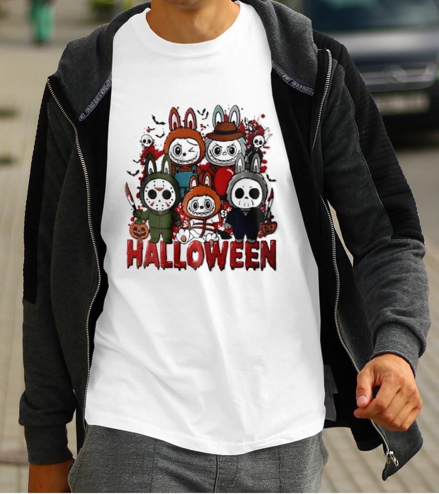 Halloween Cartoon Bunny Horror Characters Costumes Scary Masks T-Shirt