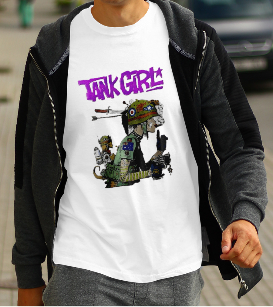 Tank Girl Charlie Dont Surf Punk Woman Helmet Gun Cigar Cartoon T-Shirt