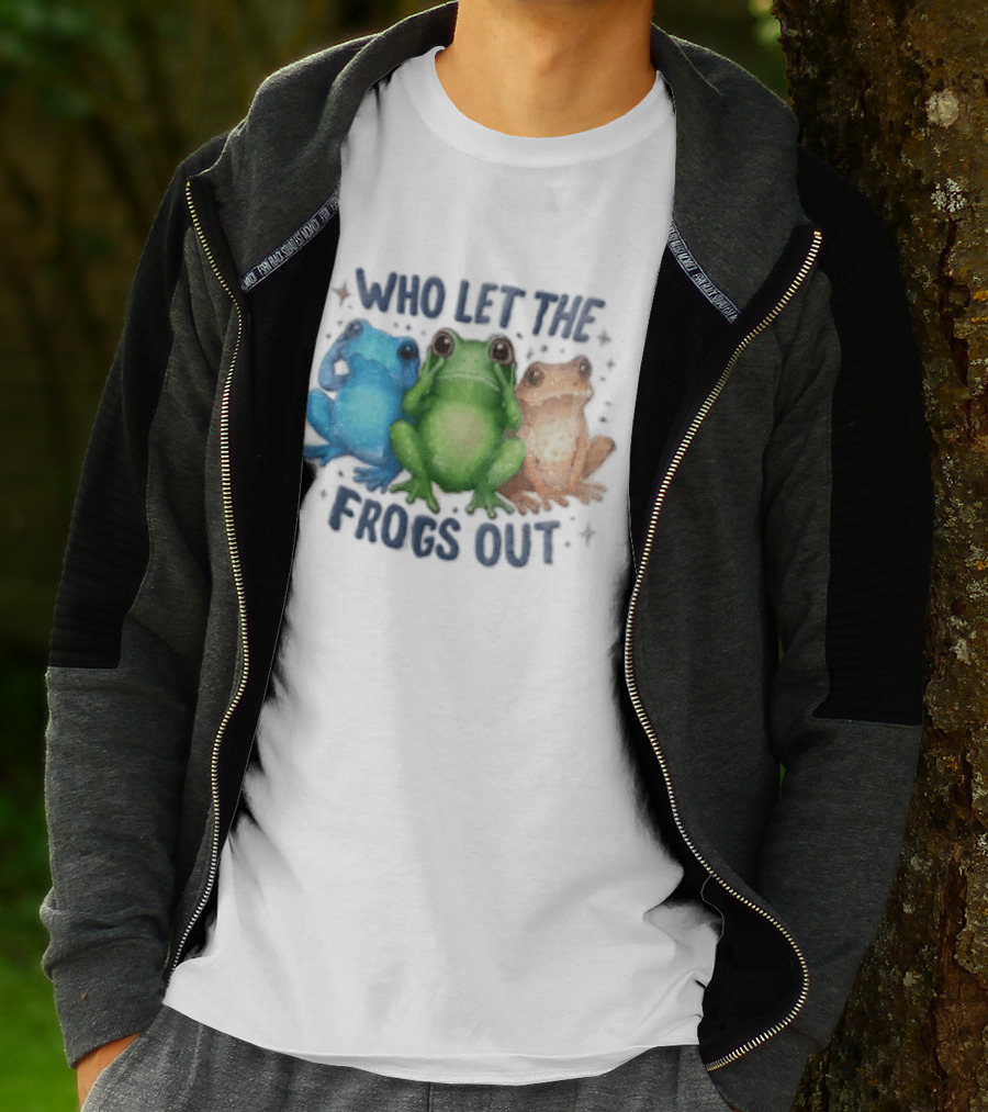 Who Let The Frogs Out Three Funny Frogs T-Shirt