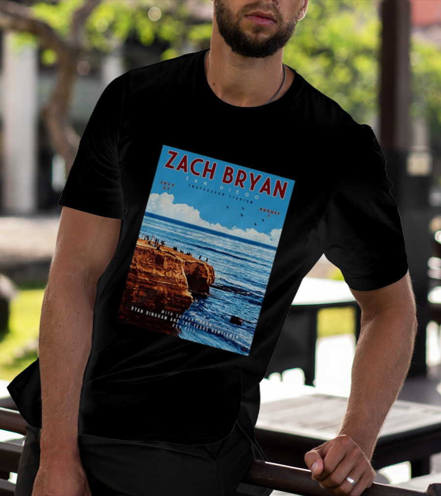 Zach Bryan San Diego Snapdragon Stadium July 31 August 1 With Support From Ryan Bingham The Texas Gentlemen Feu Fei T-Shirt