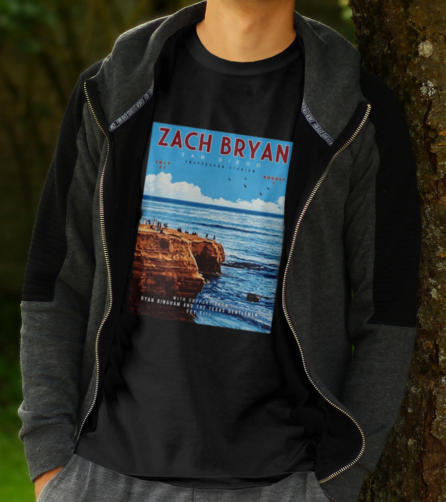 Zach Bryan San Diego Snapdragon Stadium July 31 August 1 With Support From Ryan Bingham The Texas Gentlemen Feu Fei T-Shirt
