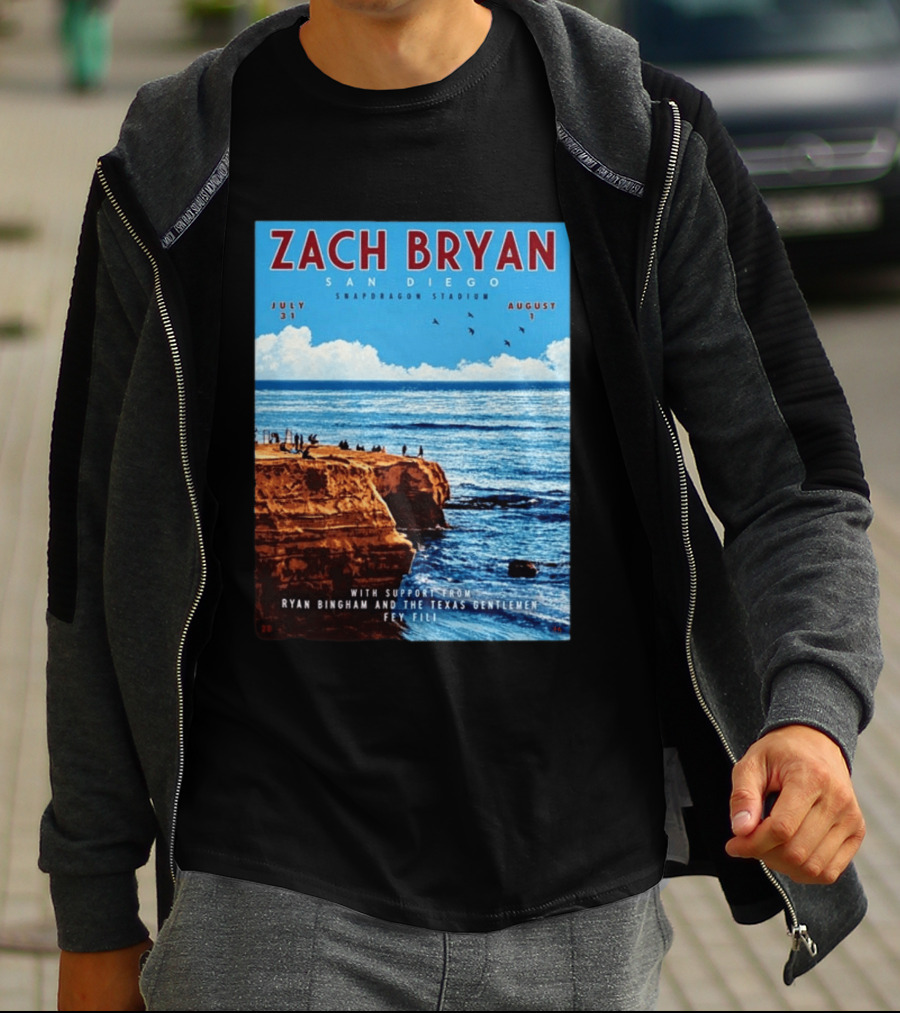 Zach Bryan San Diego Snapdragon Stadium July 31 August 1 With Support From Ryan Bingham The Texas Gentlemen Feu Fei T-Shirt