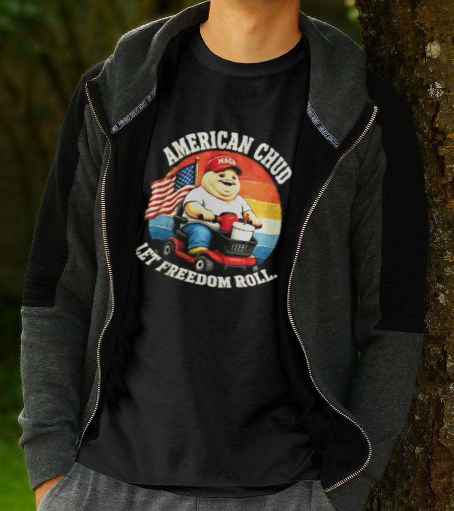 American Chud Let Freedom Roll MAGA Scooter With Flag T-Shirt