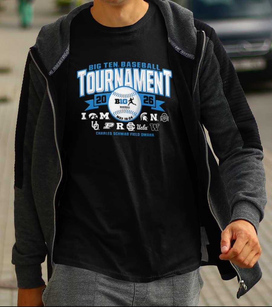 Big Ten Baseball Tournament 2026 Charles Schwab Field Omaha Iowa Michigan Purdue UCLA Ohio State T-Shirt