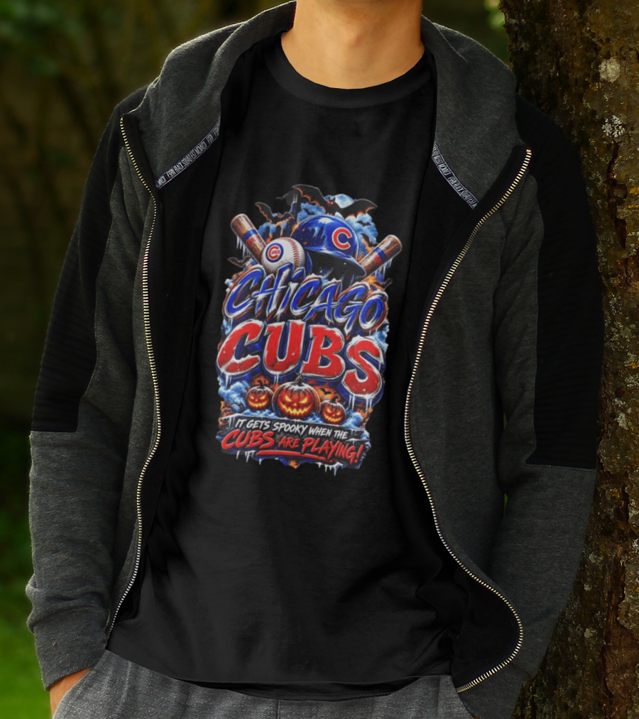 Chicago Cubs Halloween Spooky Baseball T-Shirt