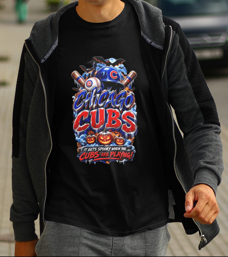 Chicago Cubs Halloween Spooky Baseball T-Shirt