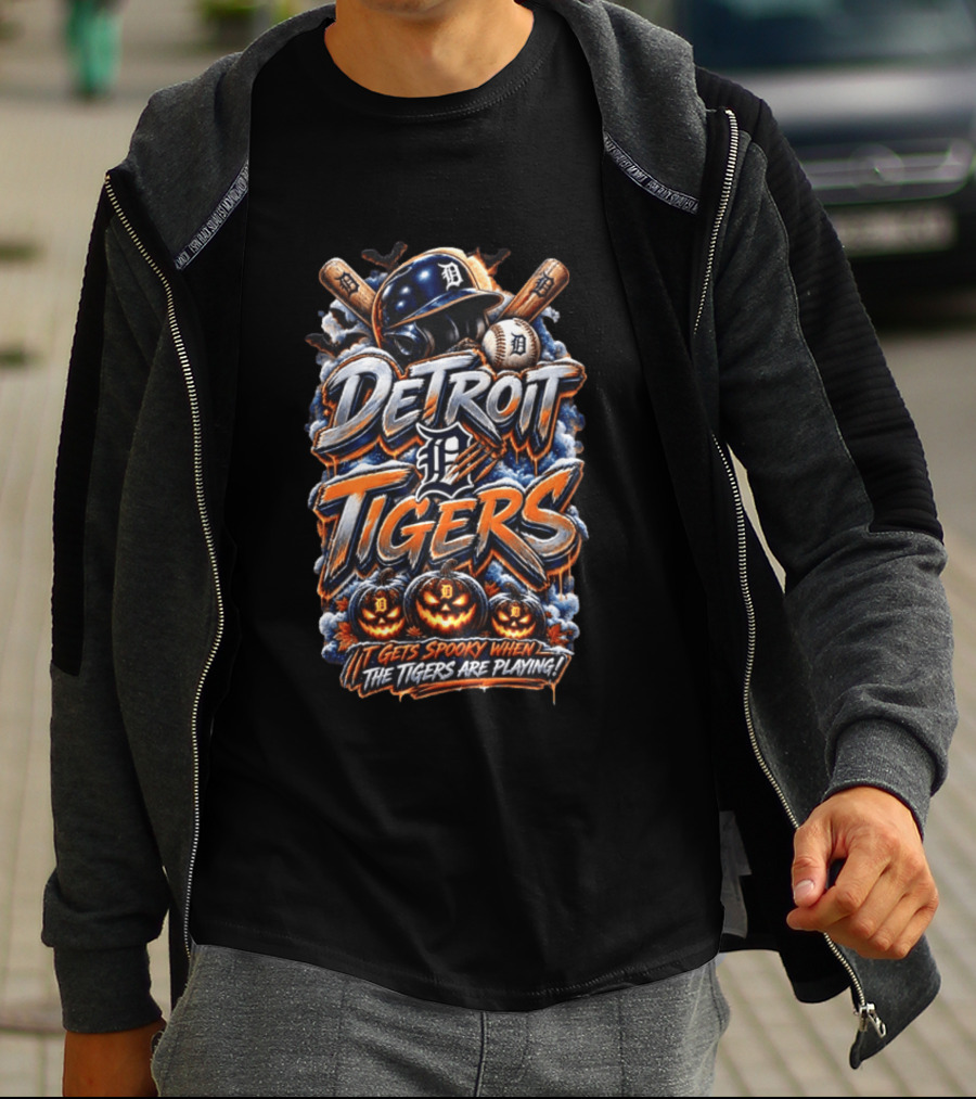 Detroit Tigers MLB Halloween Baseball Spooky Playing Time T-Shirt