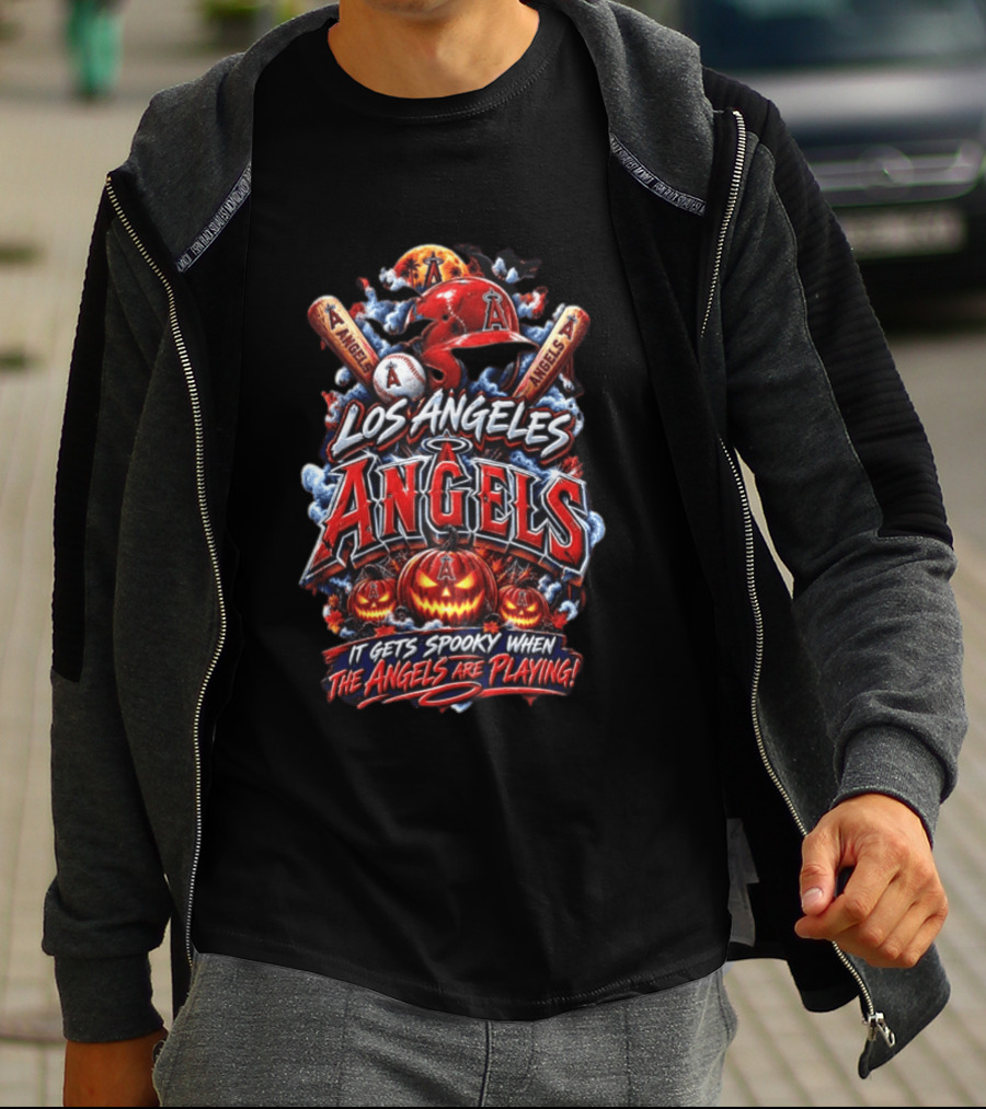Los Angeles Angels Halloween Spooky Baseball T-Shirt