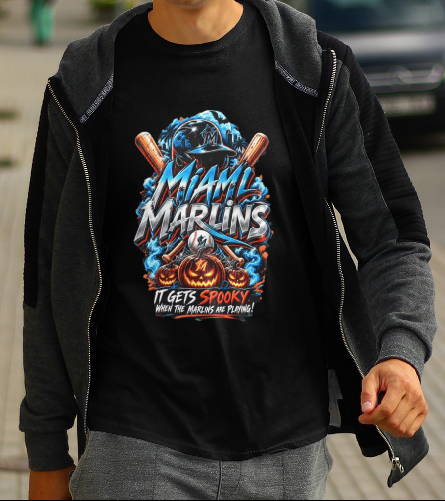 Miami Marlins MLB Spooky Halloween Baseball T-Shirt