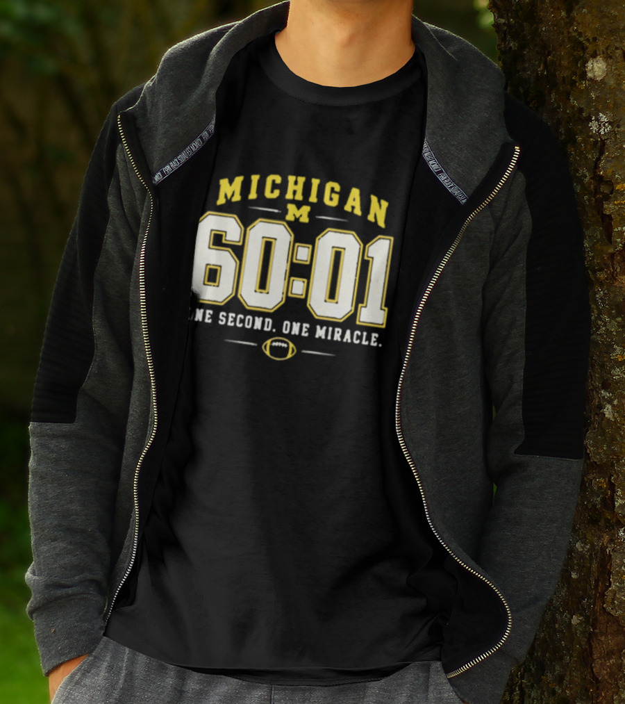 Michigan Wolverines 60 01 One Second One Miracle Football T-Shirt