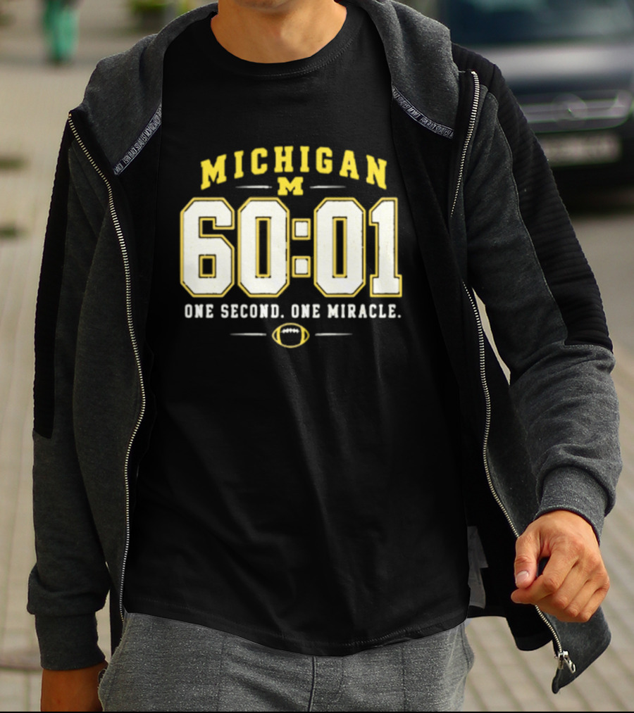Michigan Wolverines 60 01 One Second One Miracle Football T-Shirt