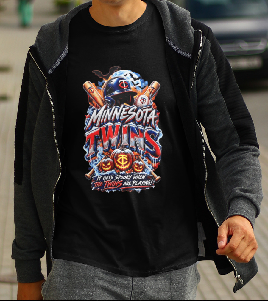 Minnesota Twins Halloween Spooky Baseball T-Shirt