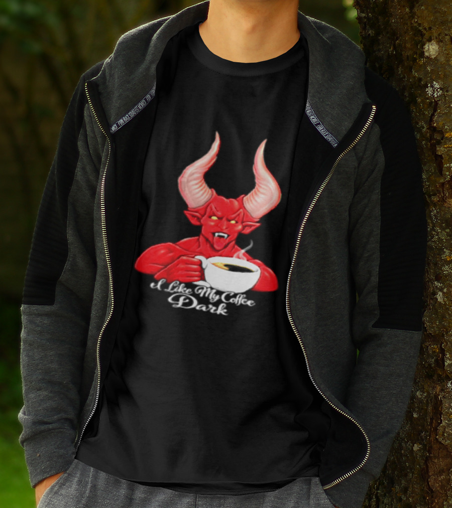 I Like My Coffee Dark Devil Demon Satan Red Horns Coffee T-Shirt