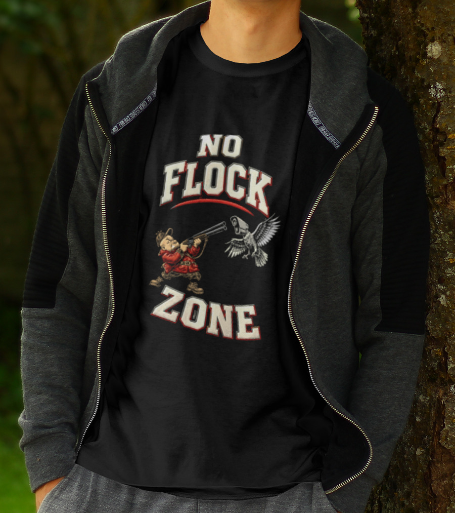 No Flock Zone Hunter With Surveillance Bird Vintage Look T-Shirt