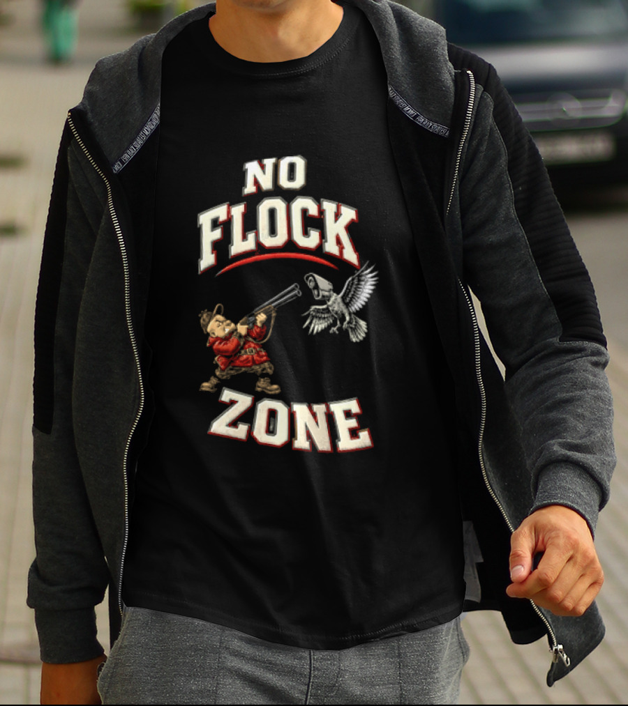 No Flock Zone Hunter With Surveillance Bird Vintage Look T-Shirt