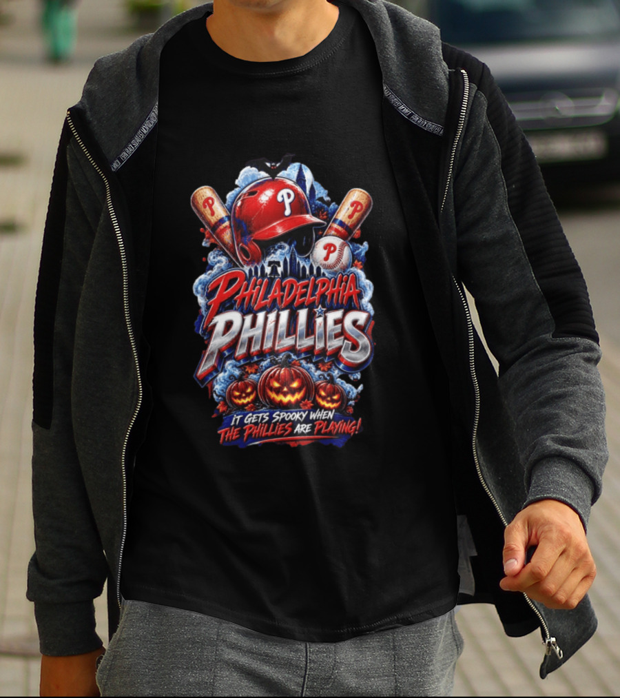 Philadelphia Phillies MLB Spooky Halloween Baseball T-Shirt