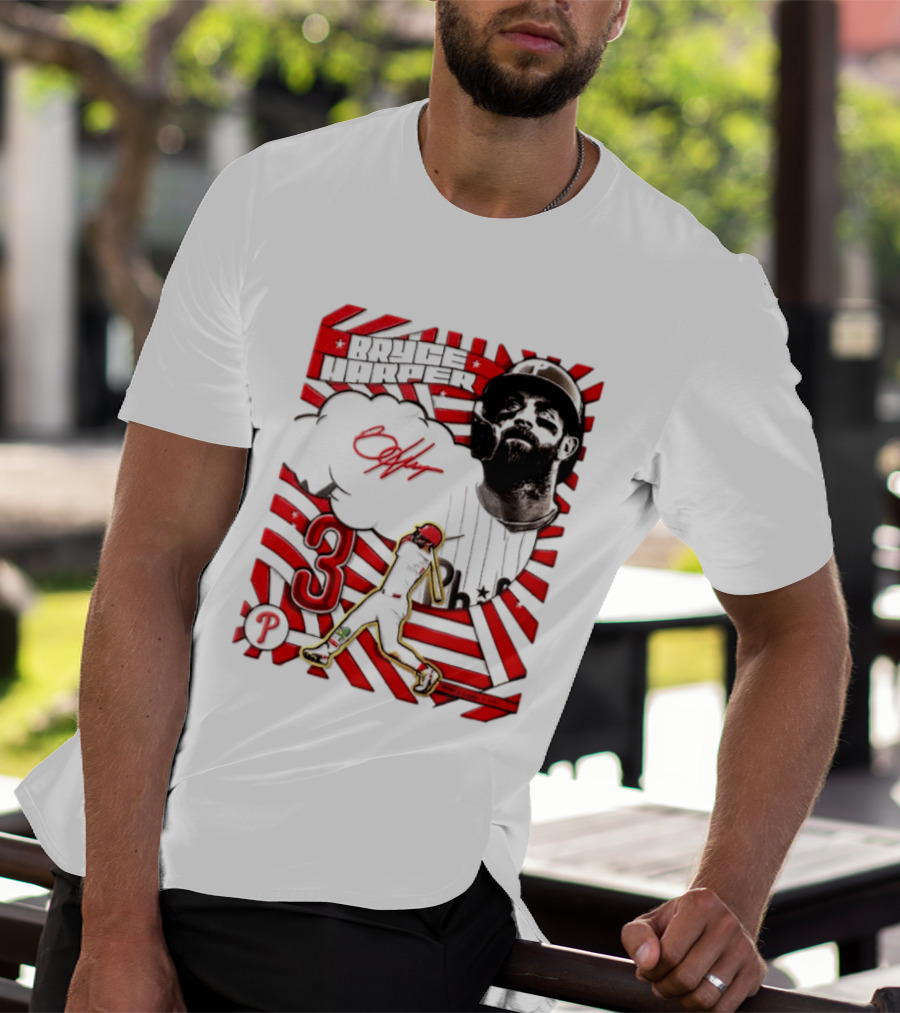 Bryce Harper Philadelphia Phillies 2026 MLB Signature Number 3 T-Shirt