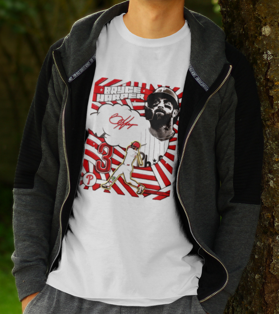 Bryce Harper Philadelphia Phillies 2026 MLB Signature Number 3 T-Shirt