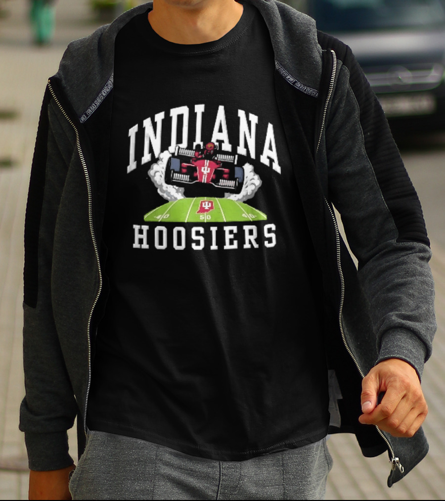Indiana Hoosiers Race Car On Football Field NCAA Bison T-Shirt