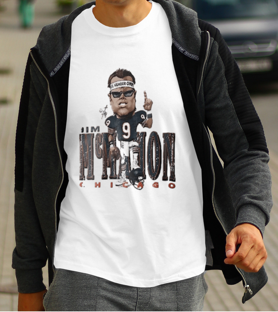 Chicago Bears Jim McMahon Were Number One Caricature Player Helmet T-Shirt