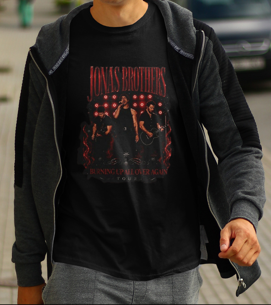 Jonas Brothers Burning Up All Over Again Tour Red Concert T-Shirt