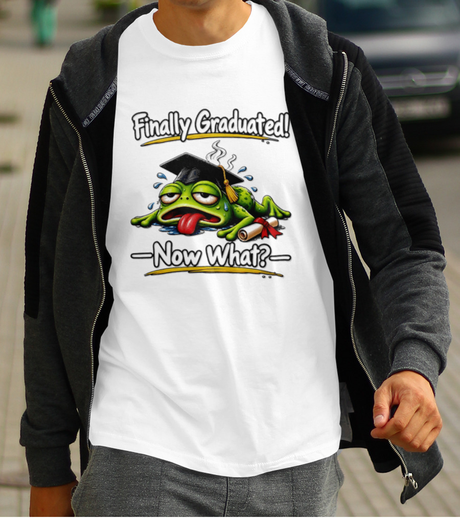 Finally Graduated Frog Now What Graduation Humor T-Shirt