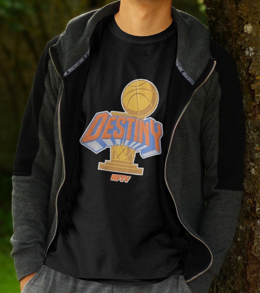 Destiny Gold Basketball Hoop Trophy Cartoon KFTV Orange Lettering T-Shirt