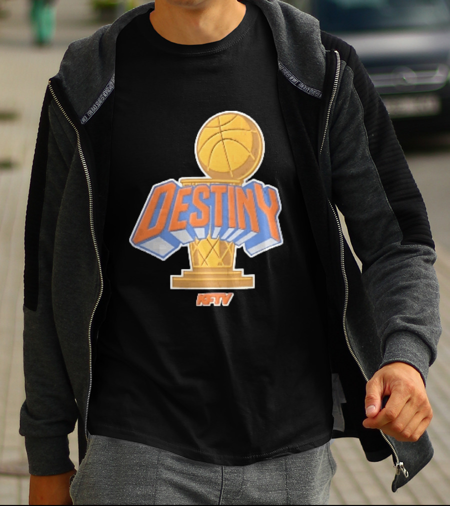 Destiny Gold Basketball Hoop Trophy Cartoon KFTV Orange Lettering T-Shirt